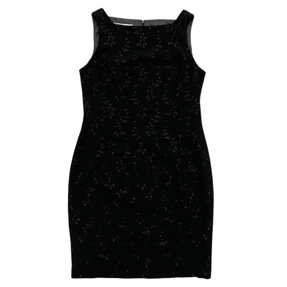 Vintage Floral Embroidered Sheath Dress Black Size 12 90s Gothic Vampire Y2K - Picture 1 of 10